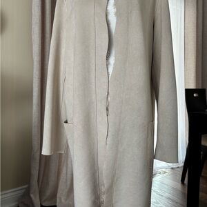 Carmen Marc Valvo Tan and Cream Coat